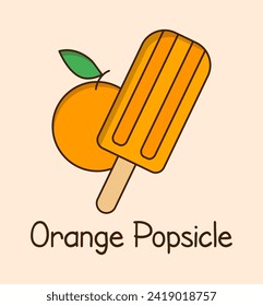 Orange Popsicle Flat Cartoon Design