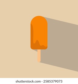 orange popsicle icon, ice cream vector, flat style illustration vector