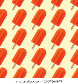Orange popsicle seamless pattern vector illustration. Ice cream popsicle with shadow seamless background, pattern for textile, fabric, wrapping paper, wallpaper, packaging. Vector EPS 10.