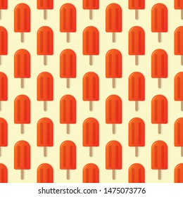 Orange popsicle seamless pattern vector illustration. Ice cream popsicle with shadow seamless background, pattern for textile, fabric, wrapping paper, wallpaper, packaging. Vector EPS 10.