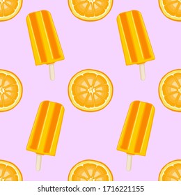 Popsicle naranja del verano sobre fondo morado