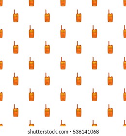 Orange portable handheld radio pattern. Cartoon illustration of portable handheld radio vector pattern for web
