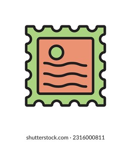 Orange Postage Stamp Icon Vector Illustration