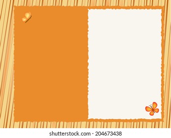 orange postcard background illustration with butterfly