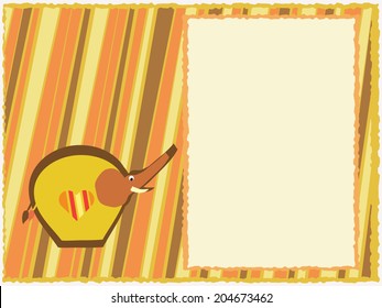 orange postcard background illustration with elephant