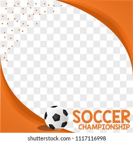 Orange poster banner design Soccer Football with transparent background