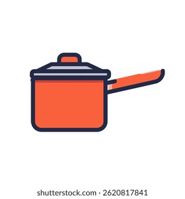 Orange pot cooks food indoors kitchenware detail