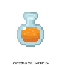 Orange potion pixel art. Vector Picture. 