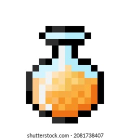 Orange potion pixel art. Vector Picture. 