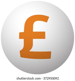 Orange Pound icon on sphere isolated on white background