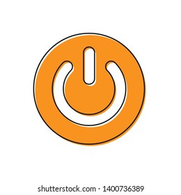 Orange Power button icon isolated on white background. Start sign. Flat design. Vector Illustration