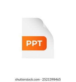 Icono de documento PPT naranja para computadora con gradiente. Símbolo de archivo de informe.