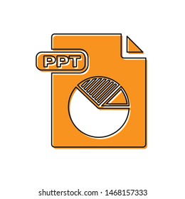 Orange PPT file document. Download ppt button icon isolated on white background. PPT file presentation.  Vector Illustration