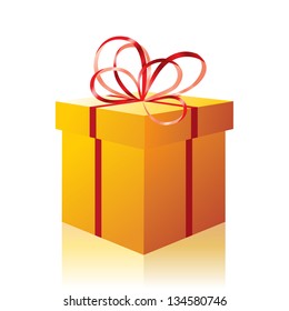Orange present box isolated over white background
