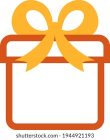 Naranja presente con arco amarillo, ilustración, vector sobre fondo blanco