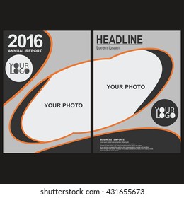 Orange presentation annual report brochure flyer design layout template vector. Easy to use and edit.