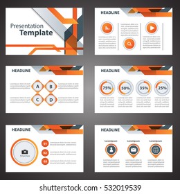 Orange presentation template Infographic elements flat design set