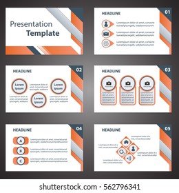 orange presentation template Infographic elements flat design set for brochure flyer leaflet marketing