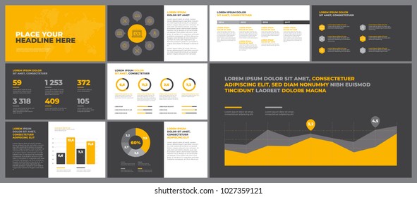 Orange presentation templates elements. Use in presentation, corporate report, marketing, advertising, annual report, banner.