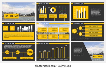 Orange presentation vector templates. Elements for infographics, flyer and leaflet, banner, advertising, corporate annual report, marketing.