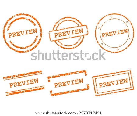 Orange preview stamps on white