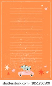 Orange printable planner. Hand-drawn winter ornate notes, to-do, and to-buy list. Festively decorated vintage planning sheets. Time management concept. Pre-made stationery organisers.