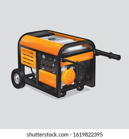Orange Professional Generator on Wheels with two carrying handles