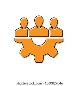 Orange Project team base icon isolated on white background. Business analysis and planning, consulting, team work, project management. Developers. Vector Illustration