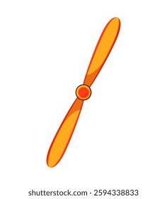 Orange propeller blade with smooth rounded edges, isolated on a white background. Perfect for aviation and wind energy concepts.