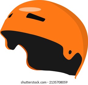 Orange protective helmet, illustration, vector on a white background.