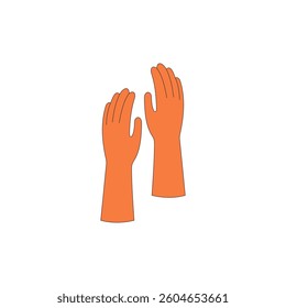 Orange Protective rubber gloves vector illustration on white background