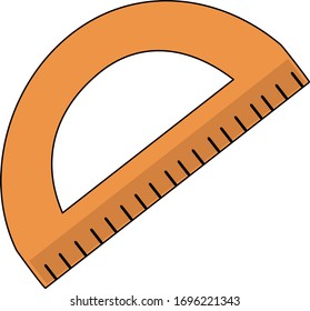 Orange Protractor. Cartoon School Protractor