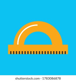 Orange Protractor Rule Icon. Flat Style. Vector Illustration