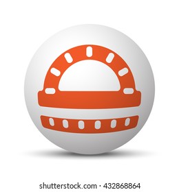 Orange Protractor Ruler Icon On White Ball