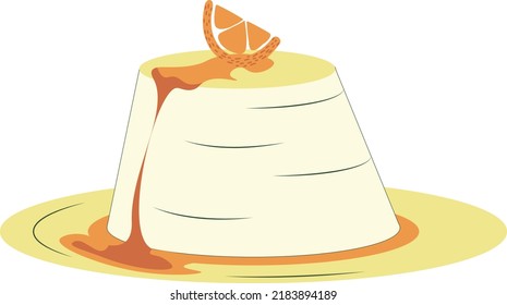 orange pudding. vector illustration with orange dessert
