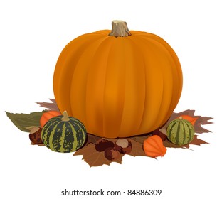 Orange Pumpkin Autumn Scene