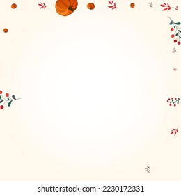 Orange Pumpkin Background Light Vector. Burgundy October Texture. Yellow Plant Decorative Banner. Rowan Abstract. Image Illustration.