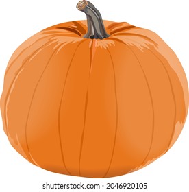 Orangefarbener Kürbis für Banner, Flyer, Poster, Karten. Kürbis zum Zuckerkuchen. Halloween. Oktober. Frisches Gemüse aus biologischem Anbau, gesund und vegetarisch. Vektorgrafik einzeln auf weißem Hintergrund