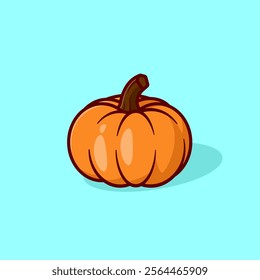 Orange Pumpkin with bright color and blue background