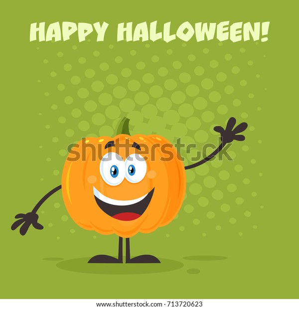 Orange Pumpkin Cartoon Emoji Character Waving Stock Vector Royalty Free 713720623