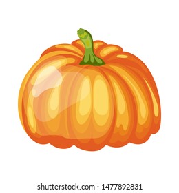 Orange Pumpkin. Cartoon Glossy Design. Vector Illustration.