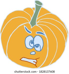 Orange pumpkin in cartoon style 