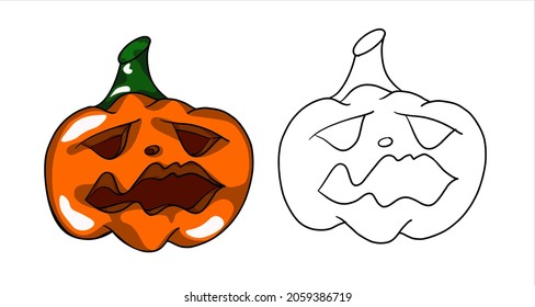 Orange pumpkin decorated for Halloween. Vector illustration