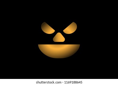 Orange Pumpkin face Halloween Black background Wallpaper with nose