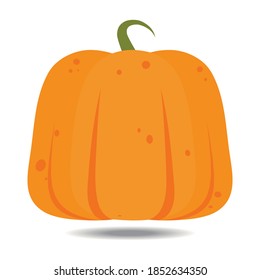 calabaza naranja con diseño plano de ilustración vectorial, aislado en fondo blanco. Otoño de Halloween, día de acción de gracias de calabaza, gráficos de verduras frescas y deliciosas.