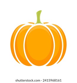 Orange pumpkin fruit isolated on white background. Great for halloween symbols. Vector illustration