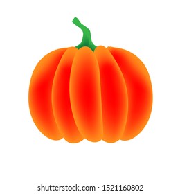 Orange pumpkin with a green sprout on a white background. Isolate.Vector illustration.