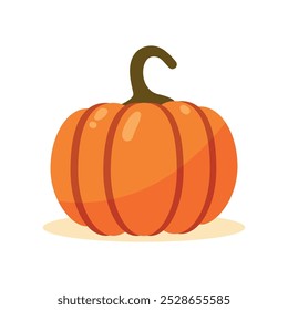 La calabaza naranja con tallo verde se asienta sobre una superficie ligera, ilustrando la esencia de las celebraciones de la cosecha de otoño. Diseño de Vector