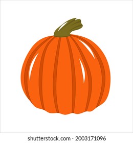 La calabaza naranja Halloween está aislada en un fondo blanco. Ilustración vectorial al estilo de las caricaturas. Calabaza, patio para la decoración de las invitaciones para la festividad de Halloween