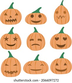  Orangefarbener Kürbis Halloween. Vektorgrafik.